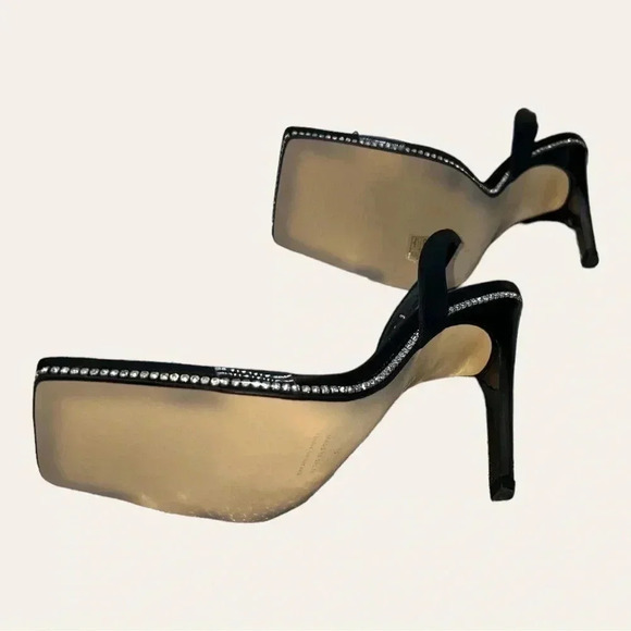 GOOD AMERICAN CRYSTAL CRUSH LUCITE SANDAL STILETTO HEELS WITH RHINESTONES SZ 9 - Picture 9 of 9
